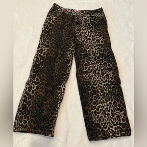 Edikted Leopard Print Pants - Black & Brown low-rise wide-leg Medium